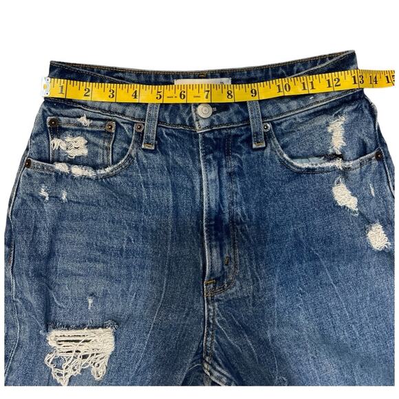 Abercrombie & Fitch Curve Love High Rise Mom Jeans Distressed Size 25 - Picture 10 of 11